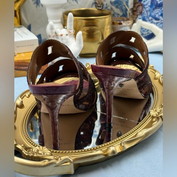 🆕 KURT GEIGER LONDON 🧿 NWOB Crystal Embellished Chain Mule Heel, Wine -Sz 37 7 - Picture 12 of 16